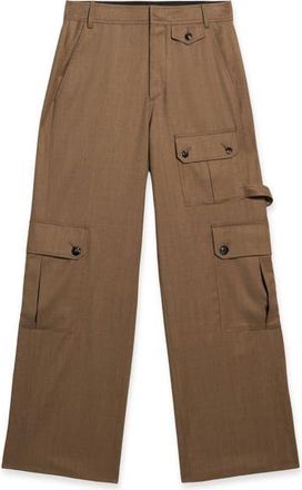 Fortela Jayda Military Cargo Wool Fresco Trousers in Beige at Nordstrom, Size 40 Eu