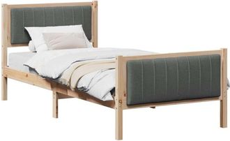 vidaXL Estructura De Cama Con Cabecera Negro Y Gris Oscuro 90 X 200 Cm Vidaxl