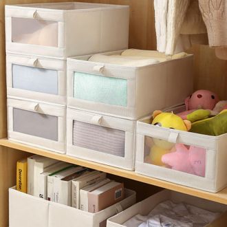 OEM Juego De 6 Organizadores De Armario, Cajas De Almacenamiento De Ropa Plegables Con Ventana De Visualizaci&oacute;n, Caja De Almacenamiento De Tela, Organizad