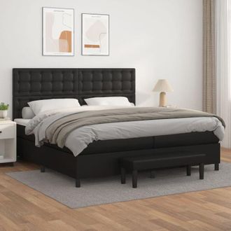vidaXL Vidaxl - Cama Box Spring Con Colch&oacute;n Cuero Sint&eacute;tico Negro 200x200 Cm