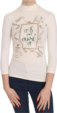 Exte Elegant White Crew Neck Top