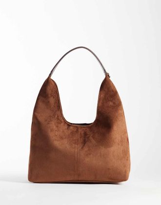 Accessorize Borsa da spalla morbida in camoscio sintetico color cammello-Neutro