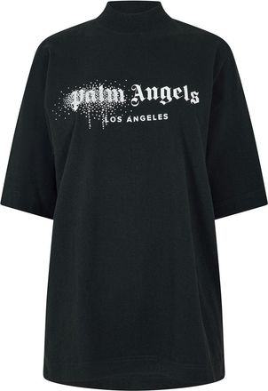 Palm Angels Womens Milano Crop T in Black White - Size 10 UK