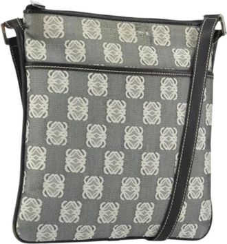 Loewe Pre-owned Canvas Shoulder Bag - Dames - Vintage Schoudertas - Grijs - ONE Size - Leer - Vintage