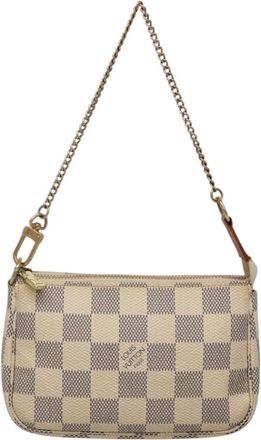 Louis Vuitton Mini Pochette Accessoires White Canvas Clutch Bag (Pre-Owned)