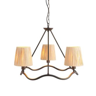 Netlighting Wriggle Multi Arm Pendant Matt Black Raffia 3x E14