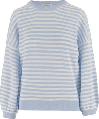 Bruno Manetti Light Blue Stripes Round Neck Sweater