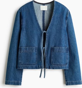 H&M Jeansjacke mit Bindeb&auml;ndern - Blue