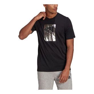 adidas M Bx Fl T Logo Printing Sports Gym Round Neck Short Sleeve Black GL3033