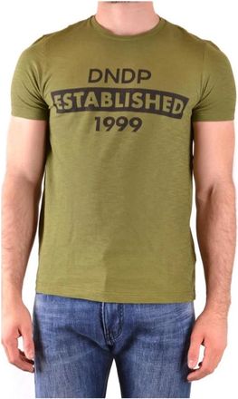 Dondup Groene Print Korte Mouw T-shirt - Heren - T-shirts - Groen - L - Katoen - Tops
