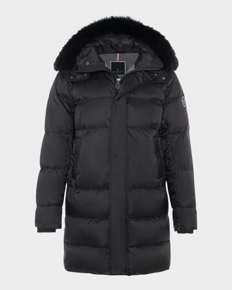 Gorski Men & apos;s Apres-Ski Jacket With Detachable Toscana Lamb Shearling Hood Trim