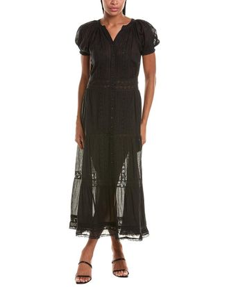 Alice & Olivia Alice + Olivia Kathryn Lace Trim Midi Shirtdress