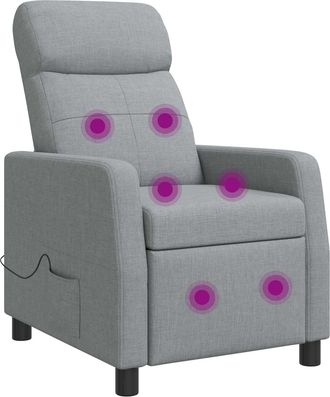 vidaXL Silla De Masajes Reclinable Gris Claro Tela Vidaxl