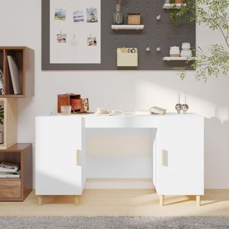 Berkfield Home Desk White 140x50x75 cm Engineered Wood | Size: 140 x 50 x 75 cm