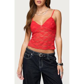 Edikted Eira Lace Camisole in Red at Nordstrom, Size X-Large