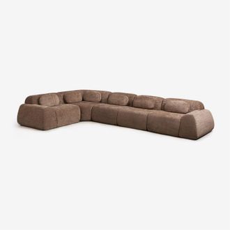 Sklum Sof&aacute; Modular Rinconera De 5 Piezas En Chenilla Envasado Al Vac&iacute;o Merida Sklum