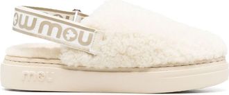Mou shearling slingback-strap slippers - women - Sheep Skin/Shearling/Sheep Skin/Shearling/Rubber - 40 - Neutrals
