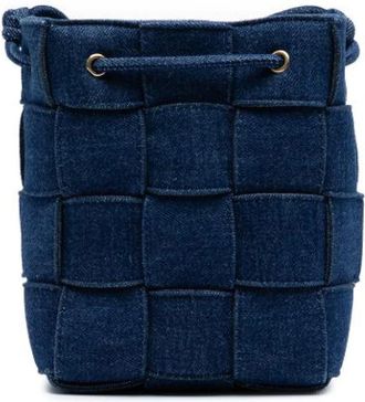 Bottega Veneta Pre-owned Bucket Bags, female, Blue, Size: ONE SIZE Pre-owned Denim Shoulder Bag
