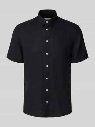 Blend Slim Fit Leinenhemd mit Viskose-Anteil Modell Bobby in Black, Gr&ouml;&szlig;e 3XL