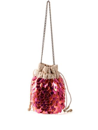 NANNACAY Keely sequinned bucket bag - Orange