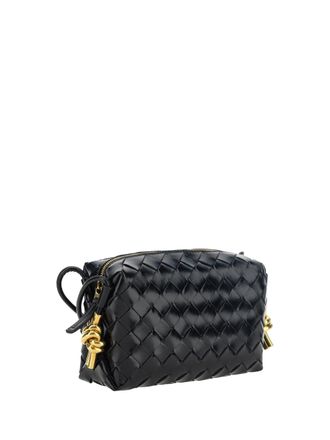 Bottega Veneta Womens Shoulder Bag Loop Calfskin Black-Brass Calf Leather Black/brass