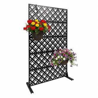 Relaxdays Relaxdays Paravento privacy Diamond, motivo a rombi, giardino/balcone/piscina, esterno, 183 x 110 cm, metallo, nero