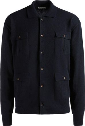 Bally logo-embroidered cashmere shirt - men - Cashmere - 52 - Blue