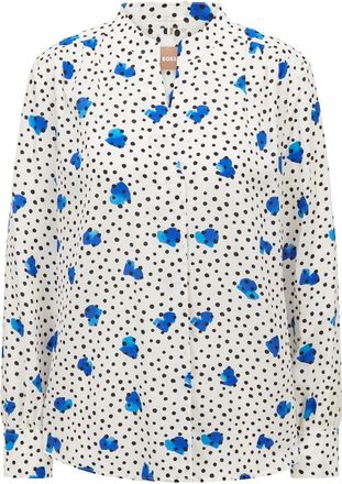 HUGO BOSS Womens Long Sleeve Plain Blouse in Open Misc - Multicolour - Size 8 UK