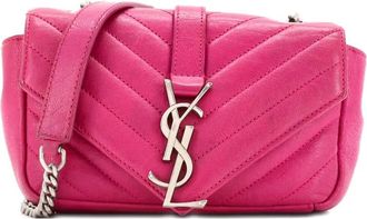 Saint Laurent Classic Monogram College Chain Wallet Matelasse Chevron Leather crossbody bag - Roze