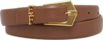Elisabetta Franchi Leren Riem met Logo Details - Dames - Riemen - Bruin - M - Leer - Accessoires