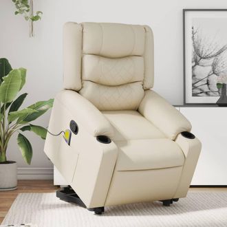 vidaXL Vidaxl - Sill&oacute;n Reclinable De Masaje De Pie Cuero Artificial Color Crema