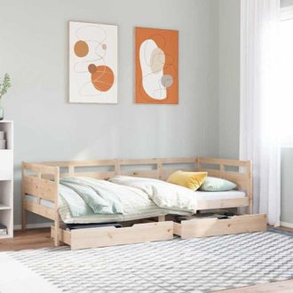 vidaXL Sof&aacute; Cama Con Cajones Madera Maciza De Pino 90x200 Cm Vidaxl