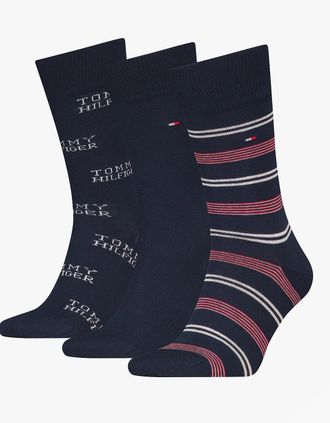 Tommy Hilfiger Mens Tommy Hilfiger 3 Pack Giftboxed Classic Mens Crew Socks Navy - Blue - Size: 9/9.5/11/10.5/10/11.5/12