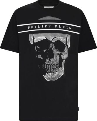 Philipp Plein T-shirt met Ronde Hals en Skull Logo Lijn - Heren - T-shirts - Zwart - S - Katoen - Tops
