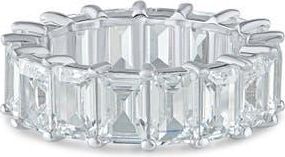 Kenneth Jay Lane Emerald-Cut Cubic Zirconia Eternity Band in Rhodium Plated Brass at Nordstrom, Size 7