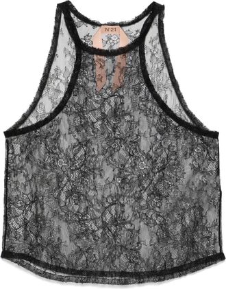 N°21 Canotta in pizzo a fiori - Nero