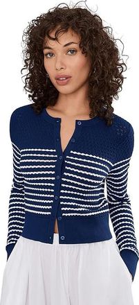 Joe's The Pointelle Dani Cardigan Womens Sweatshirt Royal Blue/Milk St : MD, Polyester/Rayon