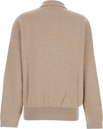 Jacquemus Womens Beige Sweater With Polo Style Collar Wool Top