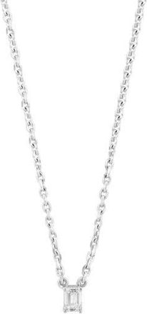 Effy Sterling Silver Emerald Cut Diamond Pendant Necklace in White at Nordstrom Rack, Size 18