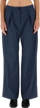 Acne Studios Wide-Leg Wool Trousers With Button Closure