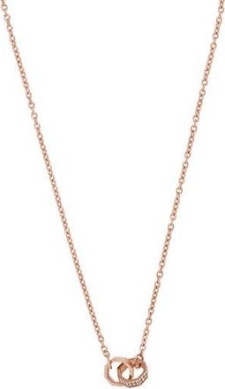 Emporio Armani Octagon Link Cubic Zirconia Charm Necklace in Copper at Nordstrom Rack