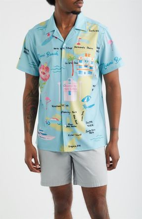 MAVRANS Collins Ave Weekend Camp Shirt in Blue at Nordstrom, Size Xx-Large