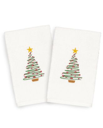 Linum Home Textiles Set Of 2 Christmas Tree Hand Towels