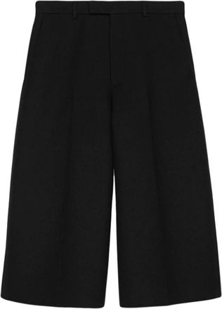 Gucci Wijde Pijpen Cropped Broek - Heren - Vrijetijds broeken - Zwart - S - Wol - Broeken