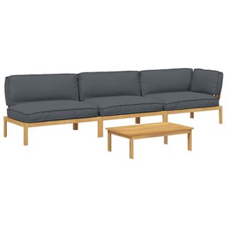 vidaXL Juego De Sof&aacute; 4 Uds. Antracita Madera De Acacia S&oacute;lida Vidaxl