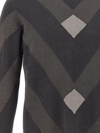 Emporio Armani Optical-Effect Jacquard Sweater - Charcoal