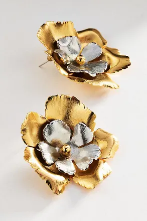 Lelet NY Eden Floral Mixed Metal Earrings