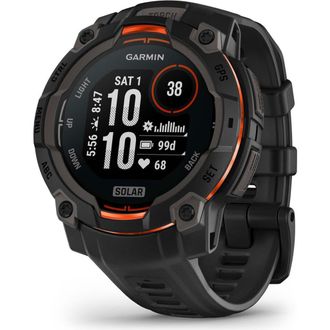 Garmin Instinct 3, 45mm Solar Rugged Outdoor GPS Smartwatch, Black/Black in Black And Orange at Nordstrom