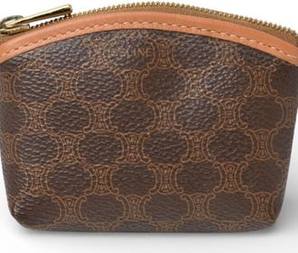 Celine Brown Dark Brown Pvc Coated Canvas Coin Purse/Coin Case (Pre-Owned)