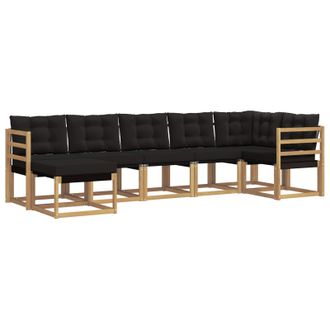 vidaXL Conjunto De Sof&aacute;s De Exterior Con Coj&iacute;n 7 Pcs Blanco Y Negro Vidaxl
